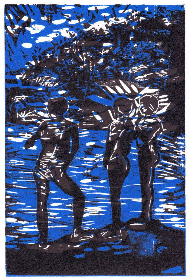 3 indiens - Gravure sur bois