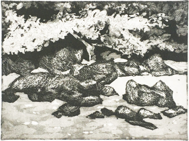 Rochers -Eau-forte sur cuivre