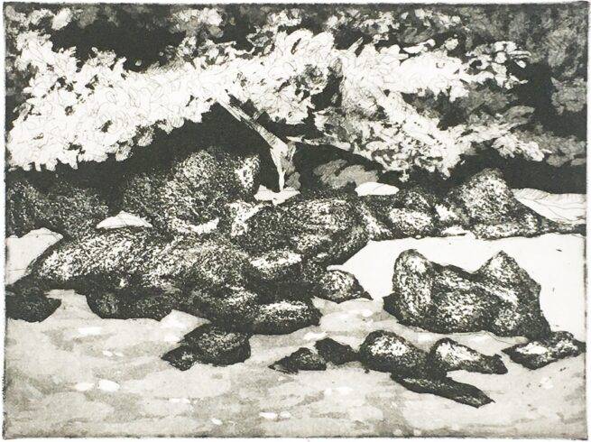 Rochers -Eau-forte sur cuivre