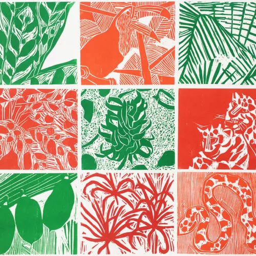 Para a folha, verde, gravure sur bois