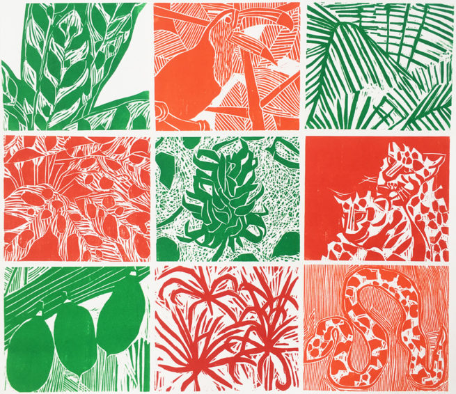 Para a folha, verde, gravure sur bois