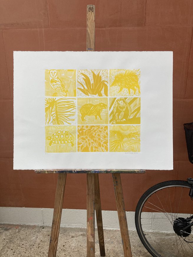 Para o sol, laranja / Pour le soleil, orange - Gravure sur bois – Image 2