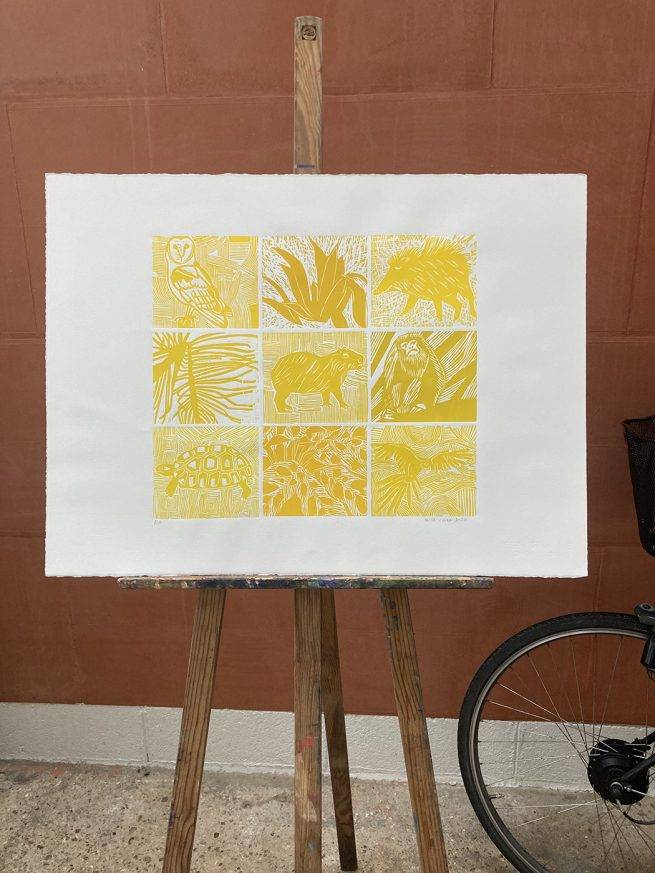 Para o sol, laranja / Pour le soleil, orange - Gravure sur bois – Image 2