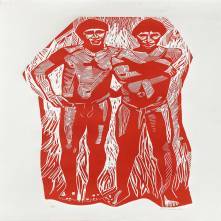 Deux indiens, linogravure