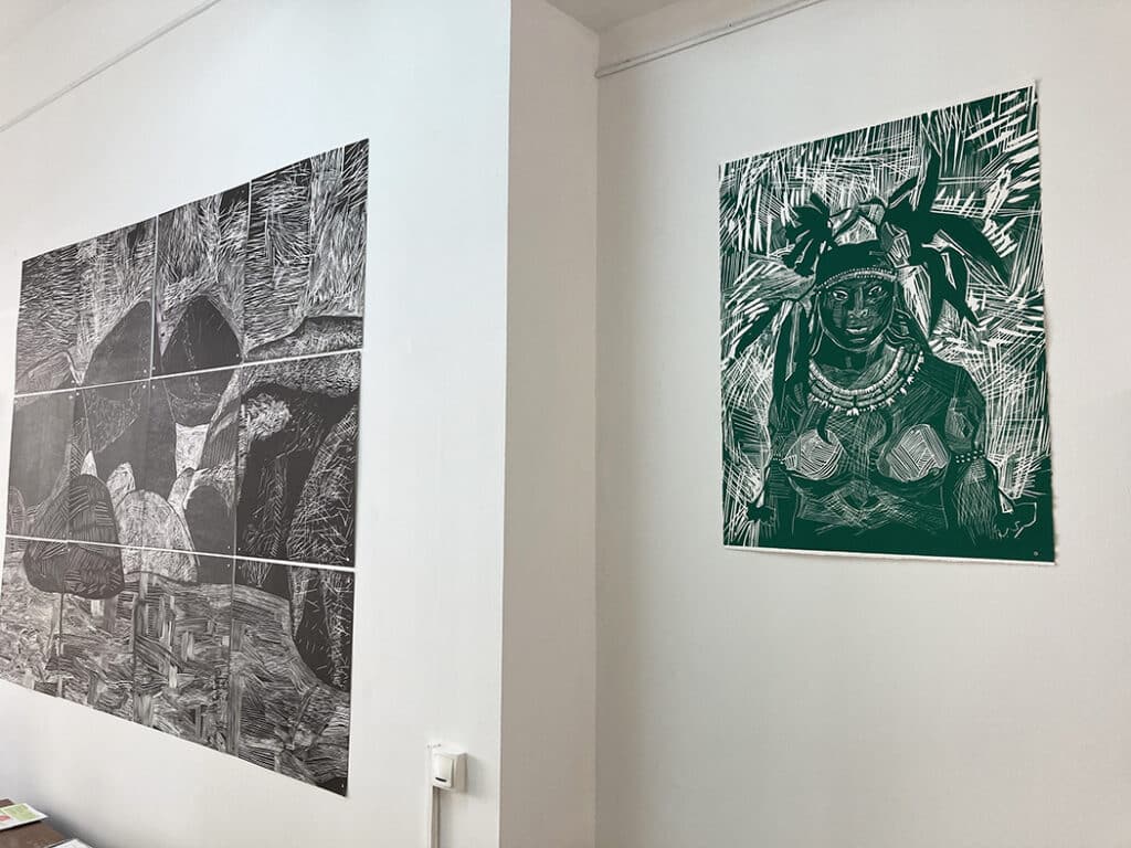 Indienne verte, gravure sur bois