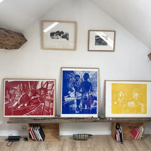 Indigènes avec toucan, linogravure - Image 2