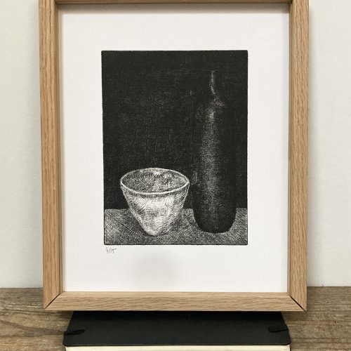 Bol blanc bouteille noire, eau-forte sur cuivre - Image 1