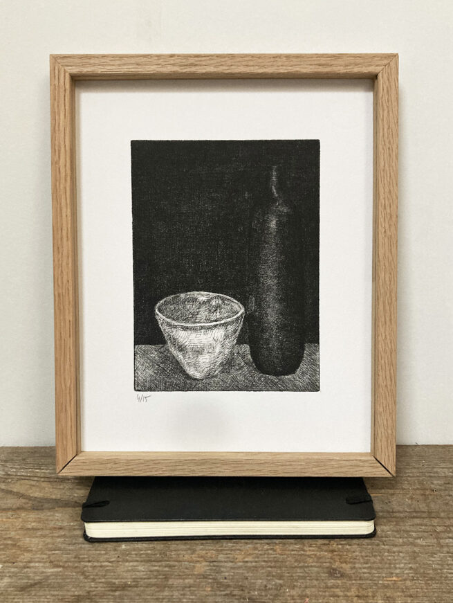 Bol blanc bouteille noire, eau-forte sur cuivre – Image 2