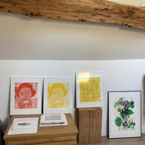 Indienne vermillon, linogravure - Image 3