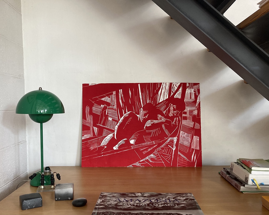 Dans le hamac, gravure sur bois - Image 3