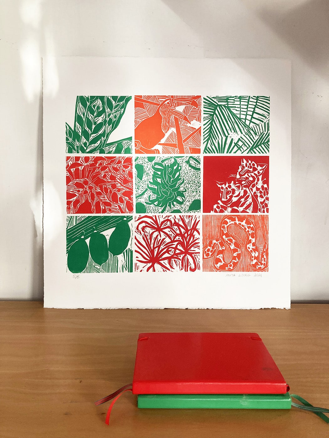 Para a folha, verde, gravure sur bois - Image 1