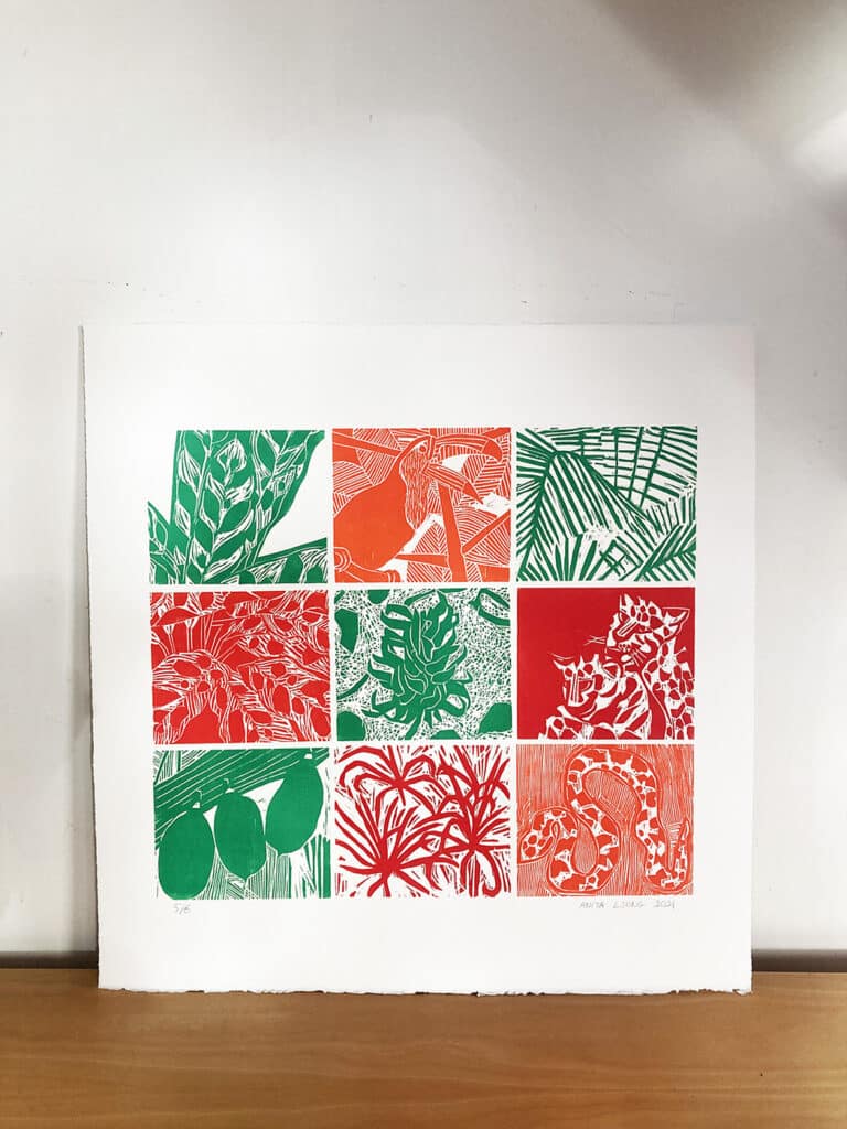 Para a folha, verde, gravure sur bois