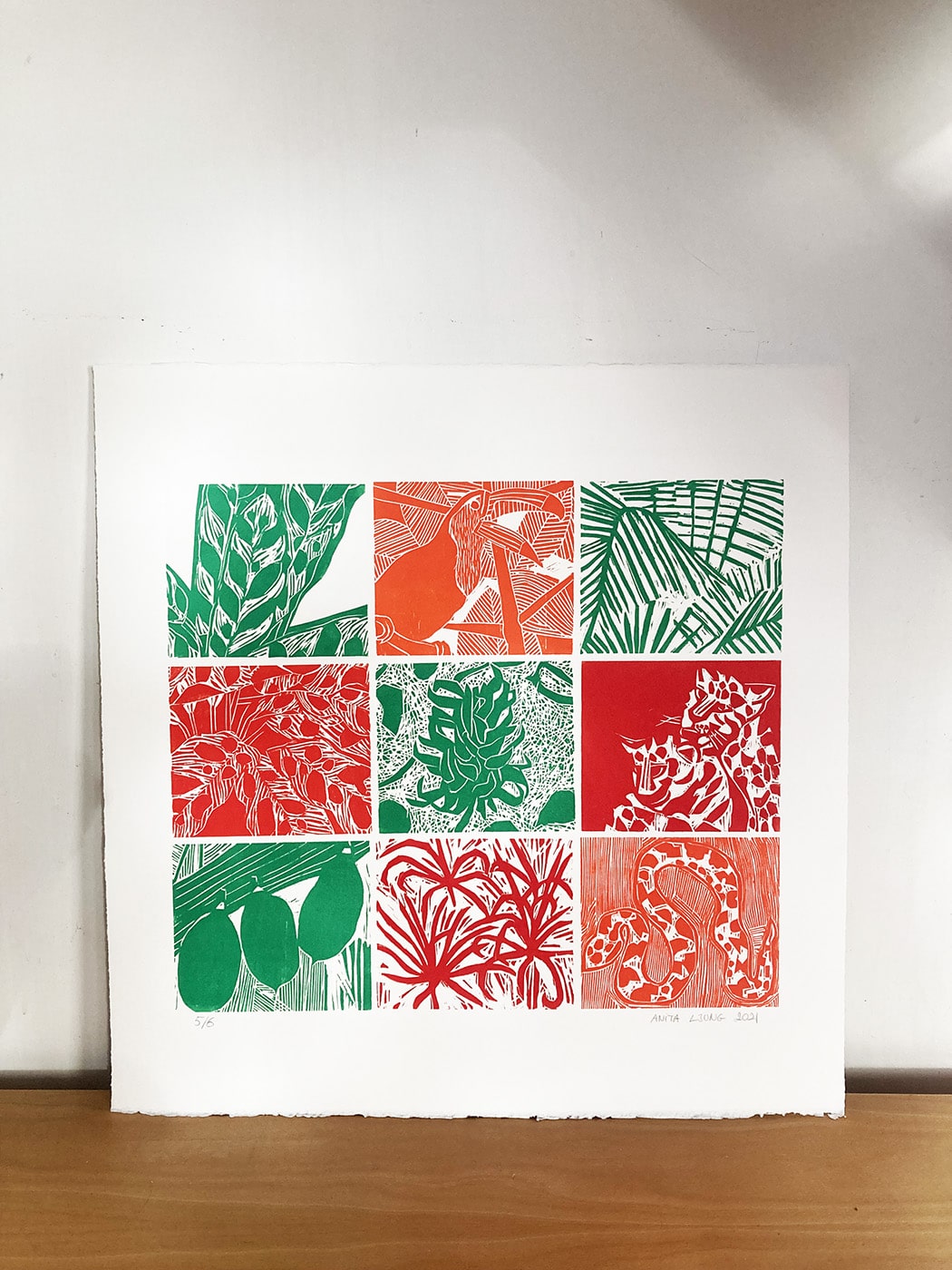 Para a folha, verde, gravure sur bois - Image 3